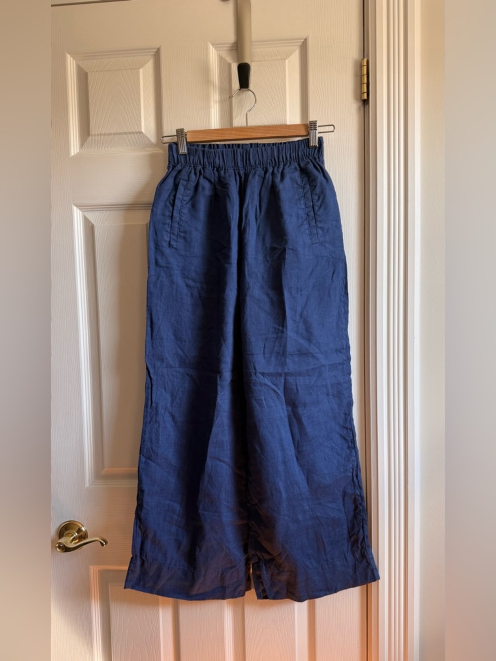 Rosso35 Navy Linen Wide-Leg Trousers
